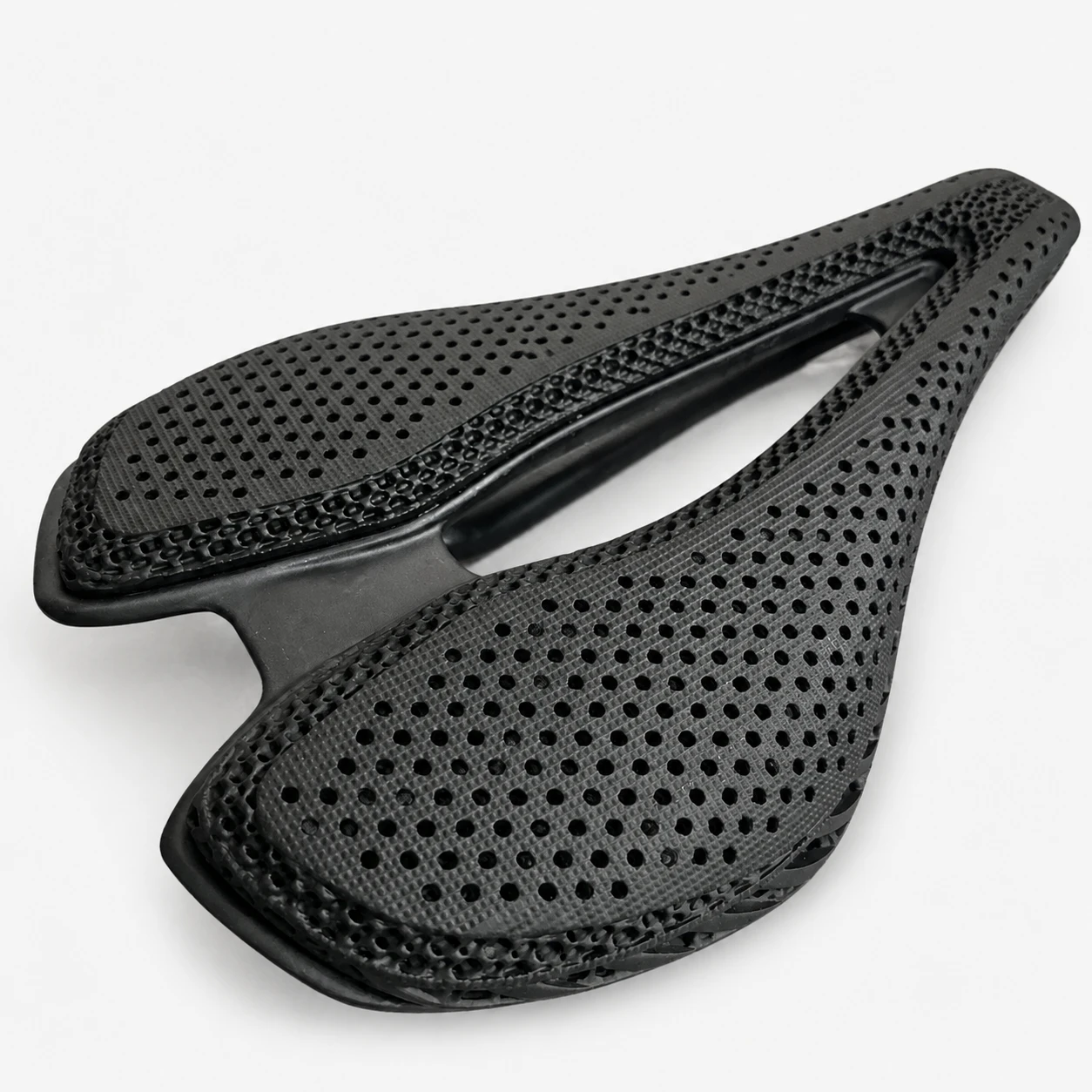 K06 3D printed bicycle saddle three-quarter view