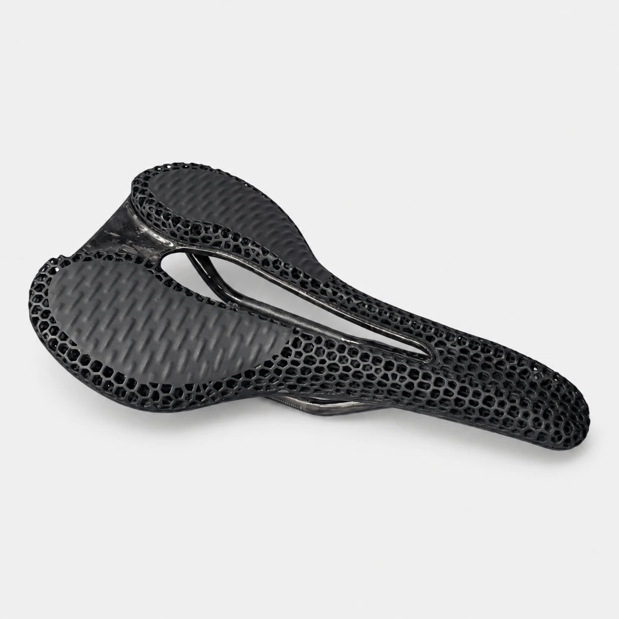 665 3D printed bicycle saddle side three-quarter view