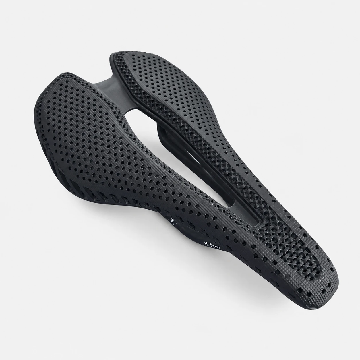 K06 3D printed bicycle saddle rear three-quarter view