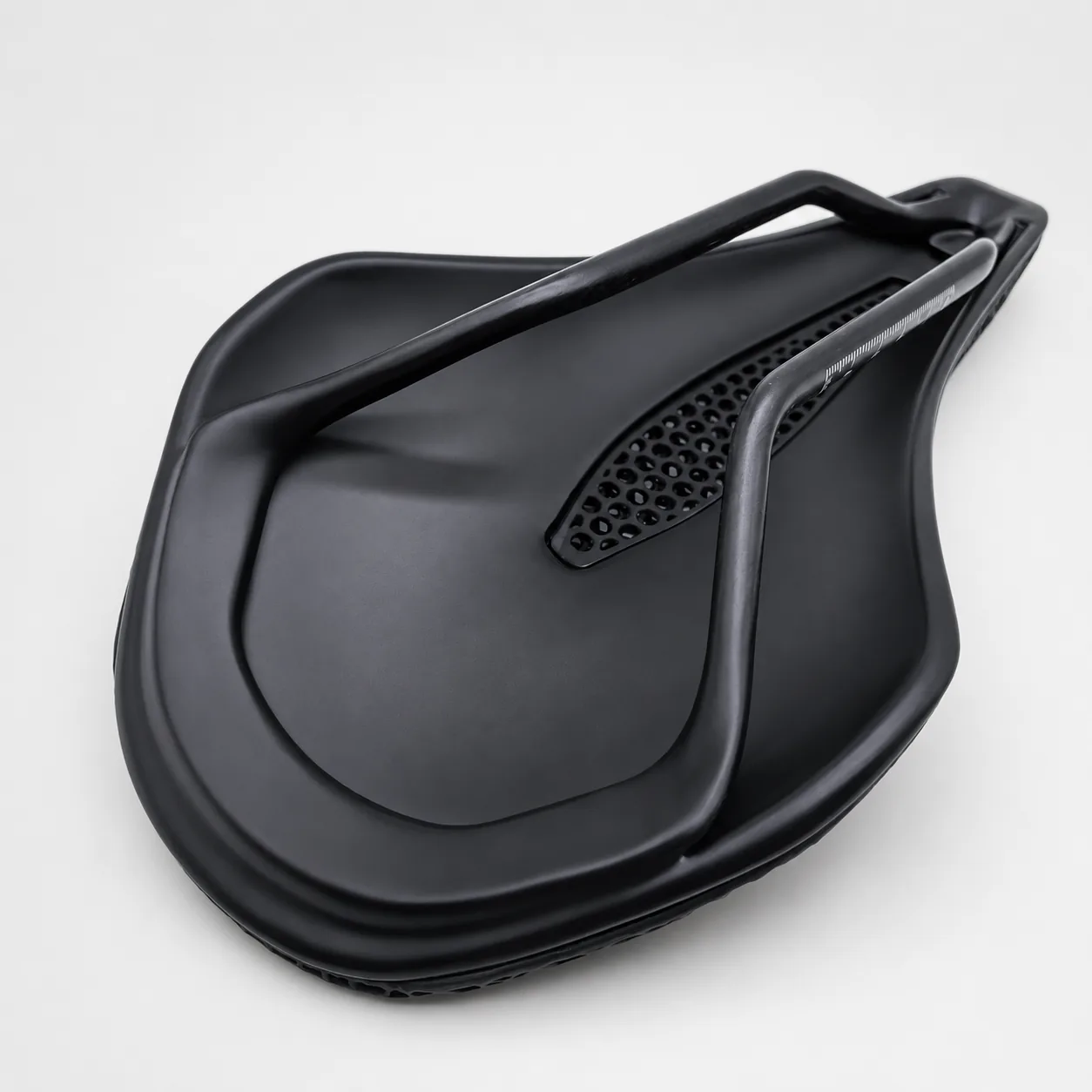 K03 3D printed bicycle saddle bottom rail view