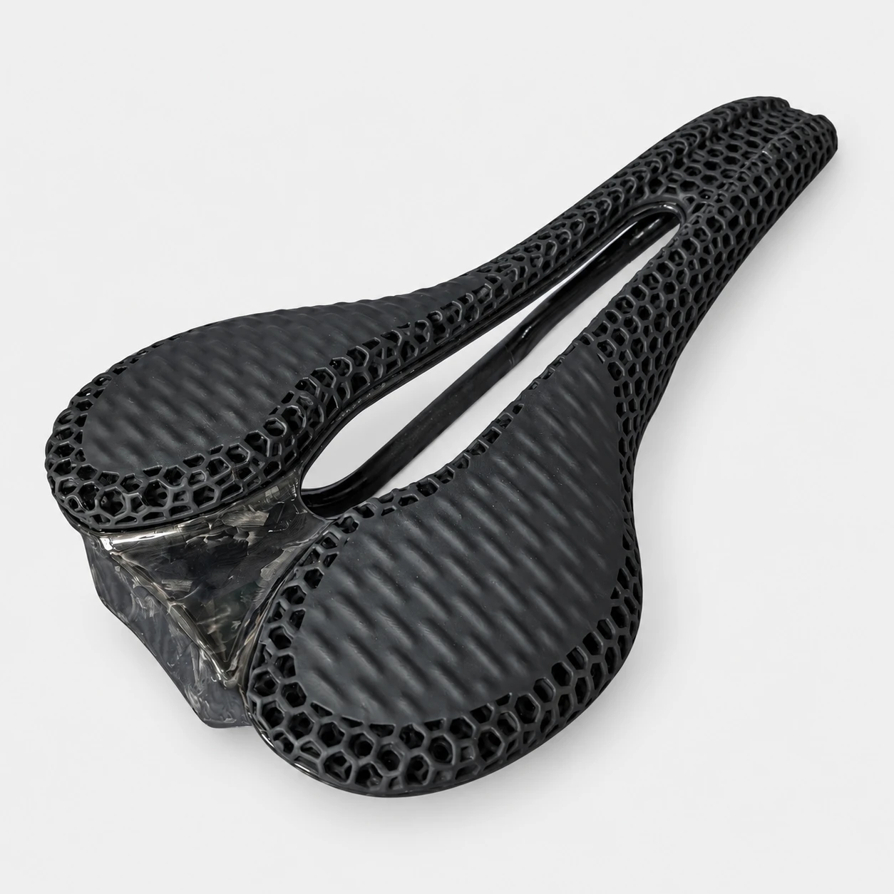 665 3D printed bicycle saddle three-quarter view