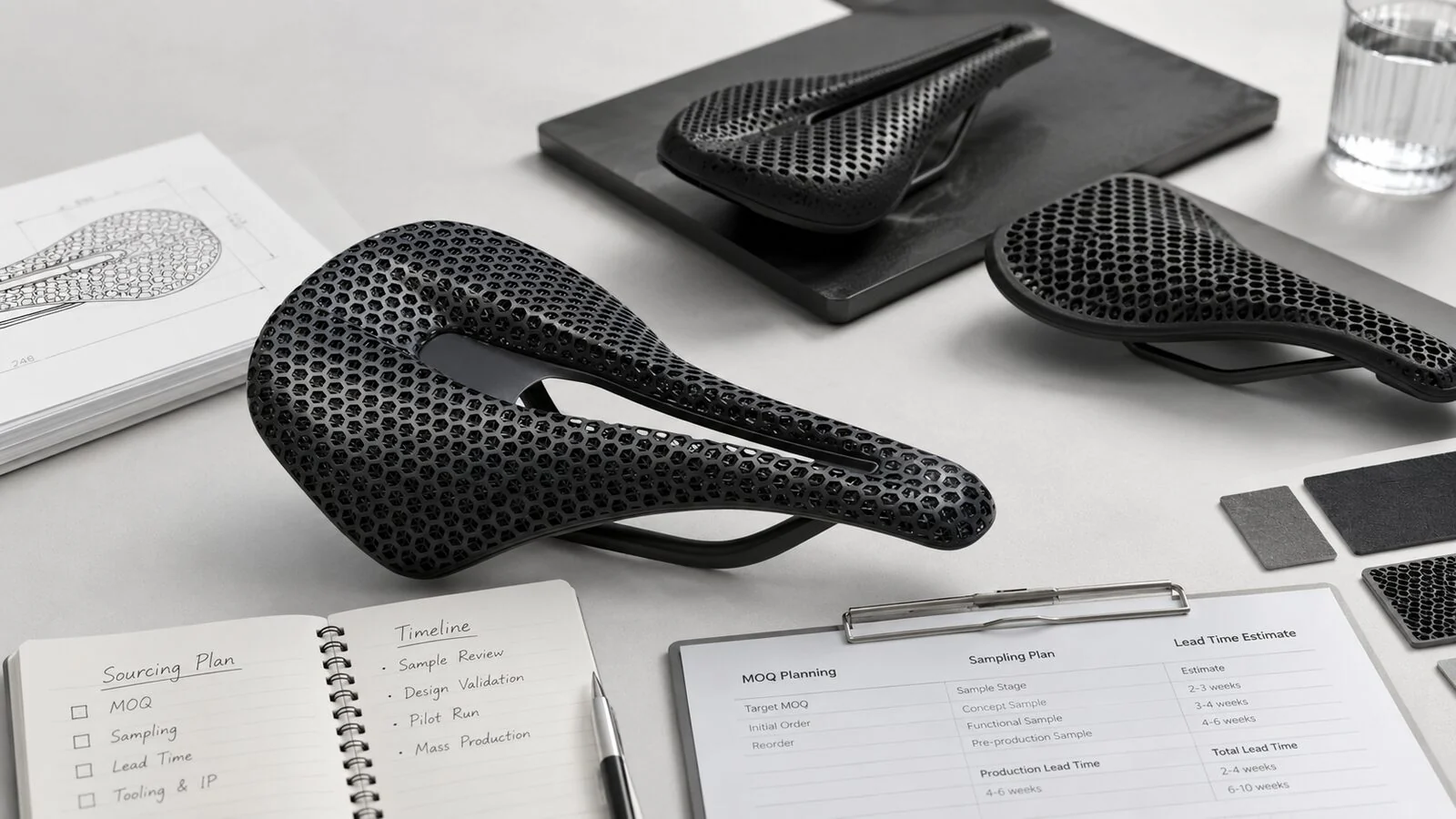 3D printed bicycle saddle prepared for OEM and private-label order planning